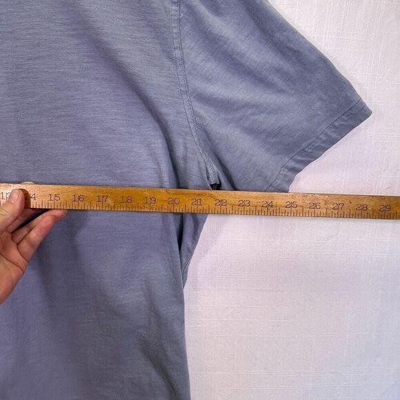 Faherly Blue Organic Cotton Knit Seasons Pocket Short Sleeve Button Up Shirt XL - Picture 7 of 9